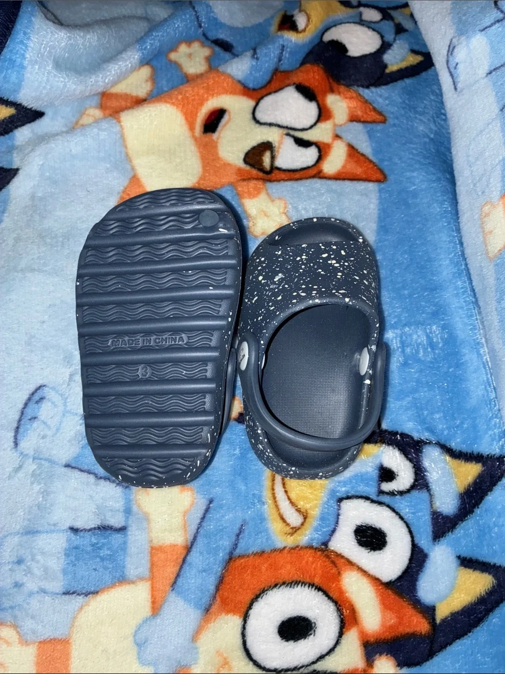Kids Navy Blue Speckled Slide Sandals